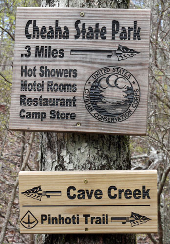 Signs at Junction of Upper Cave Creek Connector and Cave Creek Trail