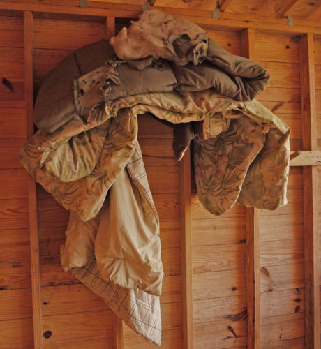 These filthy blankets were left in Hawkins Hollow Shelter for years.