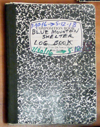 Cover of Blue Mountain Shelter 2016 - 2018 Log Book