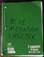 Cover of Blue Mountain Shelter 2019 - ? Log Book